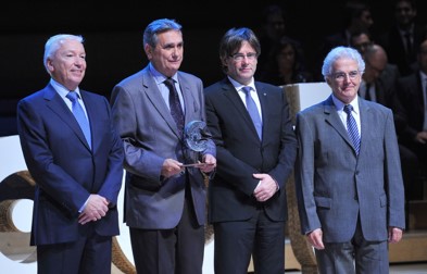 D’esquerra a dreta: Antoni Abad, Jordi Badal, Carles Puigdemont i Ferran Gatius
